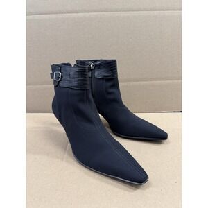 Donald‎ J. Pliner  Black/Black Crepe Elastic Lizard Lura Boots Kitten Heel 7.5